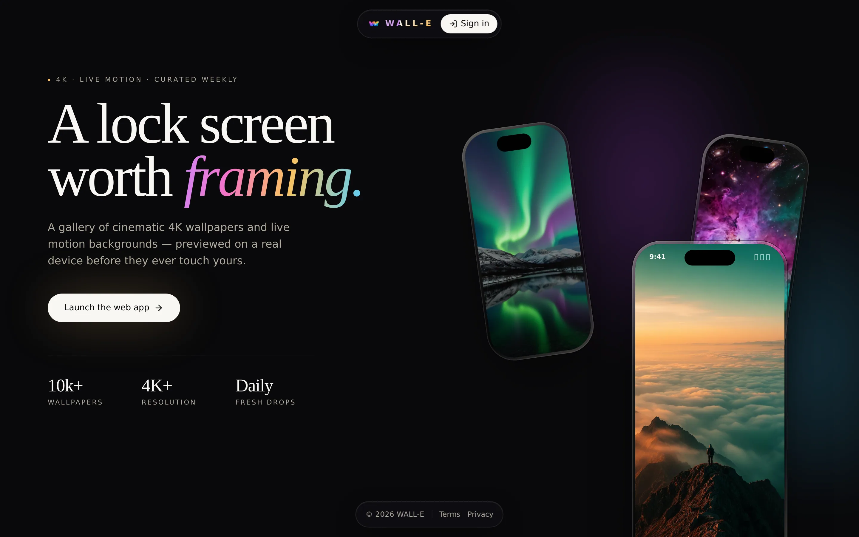 WALL-E Landing screen — desktop